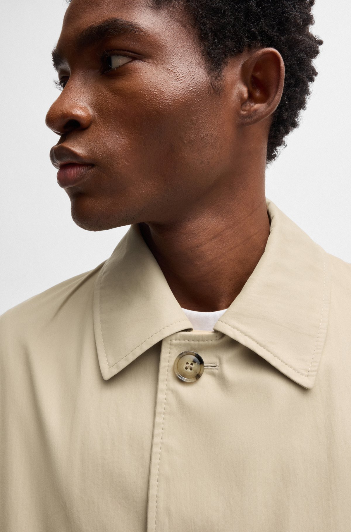 BOSS Classic fit coat in a cotton blend Light Beige BOSS Classic fit coat in a cotton blend Light Beige