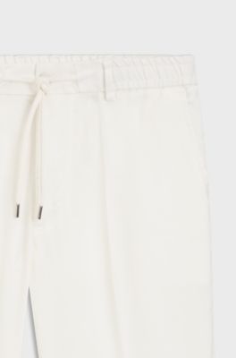 Regular-fit trousers in a linen blend, White