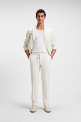 Regular-fit trousers in a linen blend, White