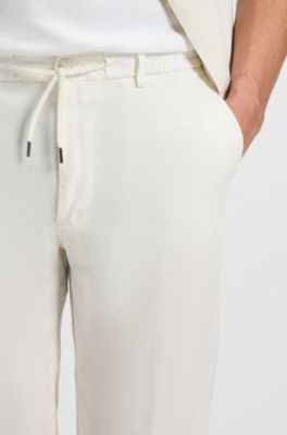 Regular-fit trousers in a linen blend, White