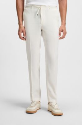Regular-fit trousers in a linen blend, White