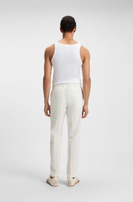 Regular-fit trousers in a linen blend, White