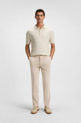 Regular-fit trousers in a linen blend, Light Beige