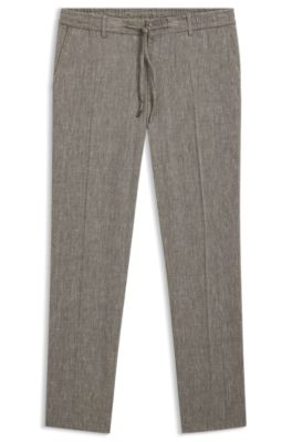 Regular-fit trousers in a linen blend, Dark Green