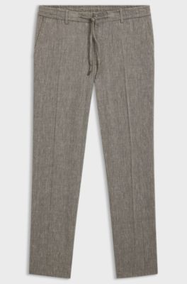 Regular-fit trousers in a linen blend, Dark Green