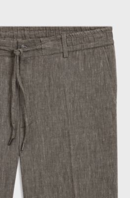Regular-fit trousers in a linen blend, Dark Green