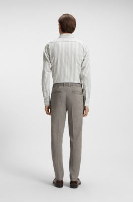 Regular-fit trousers in a linen blend, Dark Green