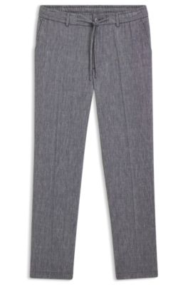 Regular-fit trousers in a linen blend, Dark Blue