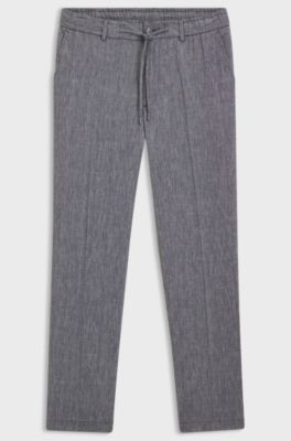 Regular-fit trousers in a linen blend, Dark Blue