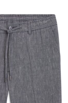 Regular-fit trousers in a linen blend, Dark Blue