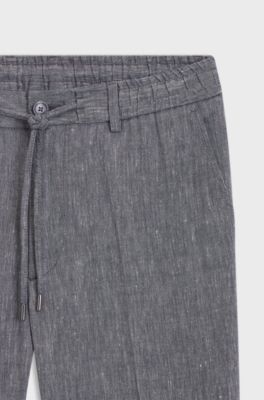 Regular-fit trousers in a linen blend, Dark Blue