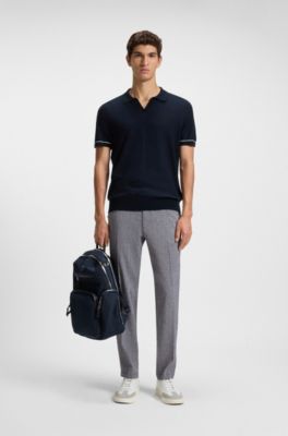 Regular-fit trousers in a linen blend, Dark Blue