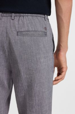 Regular-fit trousers in a linen blend, Dark Blue