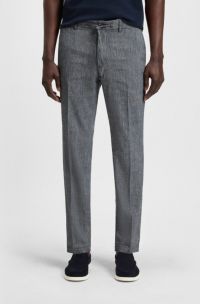 Regular-fit trousers in a linen blend, Dark Blue
