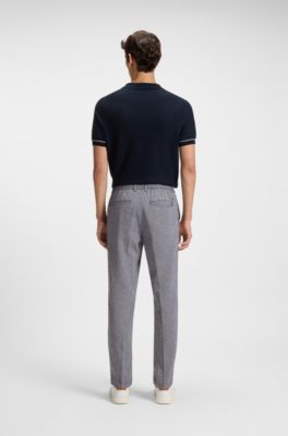 Regular-fit trousers in a linen blend, Dark Blue