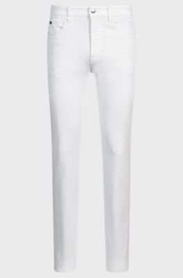Delaware slim-fit jeans in white comfort-stretch denim, White