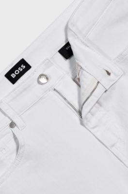 Delaware slim-fit jeans in white comfort-stretch denim, White