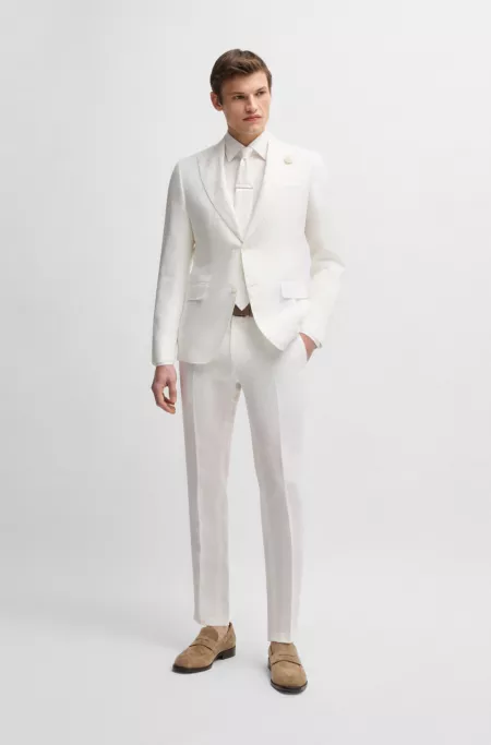 Slim-fit blazer in linen canvas