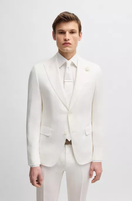 Slim-fit blazer in linen canvas