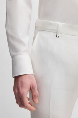 Formal trousers in linen canvas, White