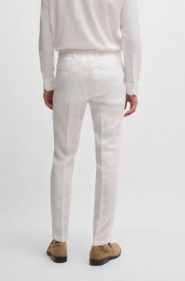 Formal trousers in linen canvas, White