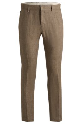 Formal trousers in linen canvas, Dark Brown