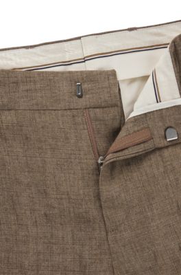 Formal trousers in linen canvas, Dark Brown