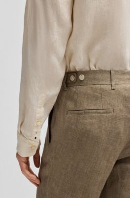 Formal trousers in linen canvas, Dark Brown
