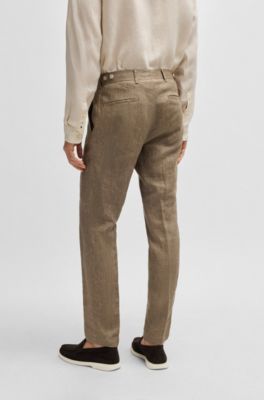 Formal trousers in linen canvas, Dark Brown
