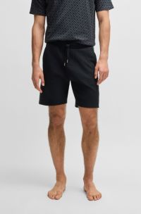 Cotton-blend shorts with monogram-pattern panels, Black