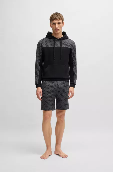 Cotton-blend hoodie with monogram pattern