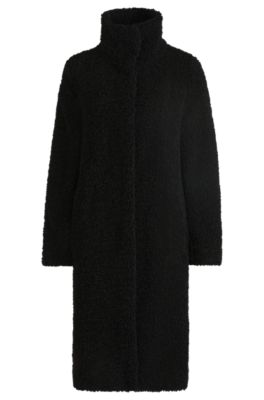 Formal coat in soft teddy, Black