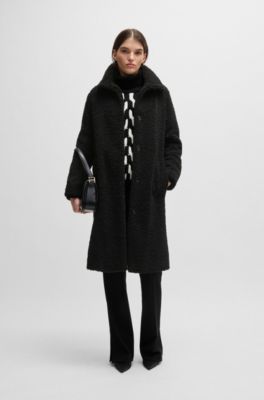 Formal coat in soft teddy, Black