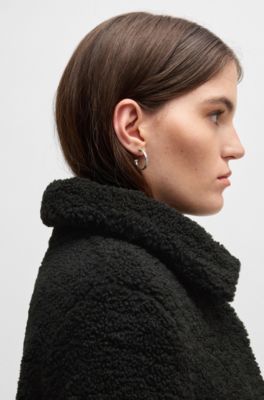 Formal coat in soft teddy, Black