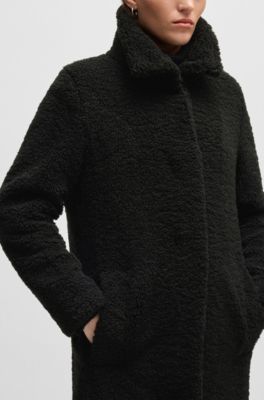 Formal coat in soft teddy, Black