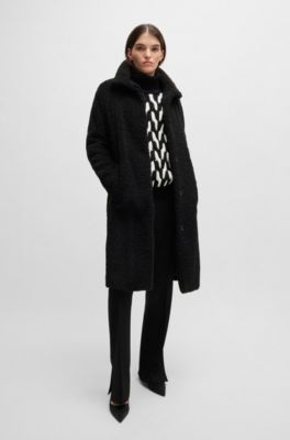 Formal coat in soft teddy, Black
