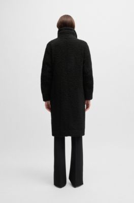 Formal coat in soft teddy, Black