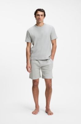 Cotton-blend T-shirt with waffle structure, Light Grey