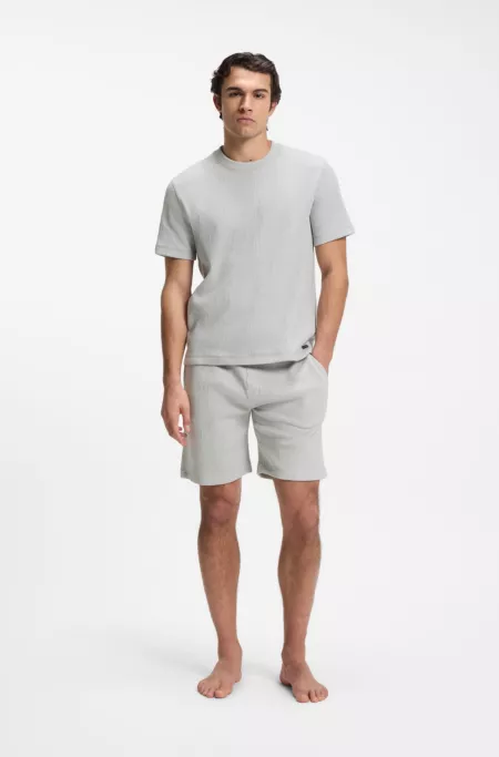 Cotton-blend T-shirt with waffle structure