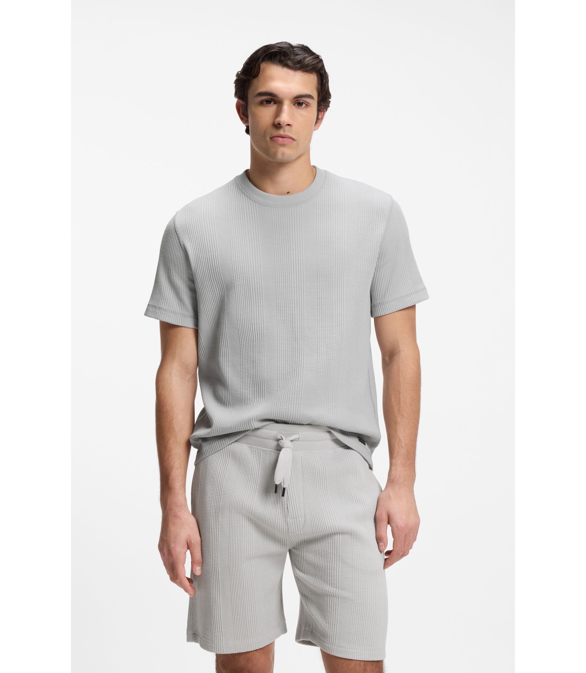 T-Shirt aus Baumwoll-Mix mit Waffelstruktur