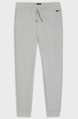 Cotton-blend tracksuit bottoms with waffle structure, Light Grey