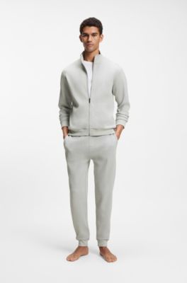 Cotton-blend tracksuit bottoms with waffle structure, Light Grey