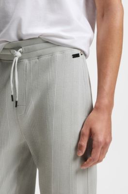 Cotton-blend tracksuit bottoms with waffle structure, Light Grey