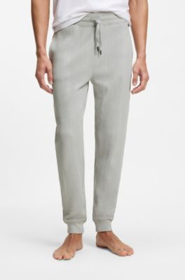 Cotton-blend tracksuit bottoms with waffle structure, Light Grey
