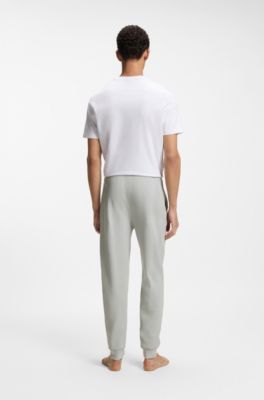 Cotton-blend tracksuit bottoms with waffle structure, Light Grey