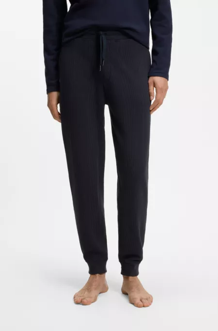 Cotton-blend tracksuit bottoms with waffle structure