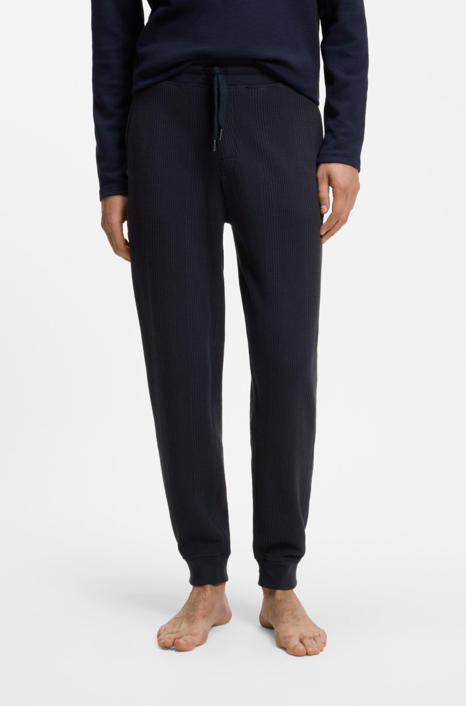 Cotton-blend tracksuit bottoms with waffle structure