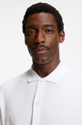Regular-fit shirt in waffle cotton, White