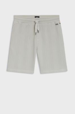 Cotton-blend shorts with waffle structure, Light Grey