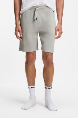Cotton-blend shorts with waffle structure, Light Grey